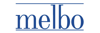 Logo von Melchers Bodensysteme – Melbo: Der Schriftzug „melbo“ in dunkelblau auf weißem Hintergrund bildet ein symmetrisches Motiv.