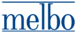 Logo von Melchers Bodensysteme – Melbo in dunkelblauem, stilisiertem Schriftzug „melbo“, der ein symmetrisches Motiv bildet.