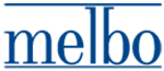 Logo von Melchers Bodensysteme – Melbo in dunkelblauem, stilisiertem Schriftzug „melbo“, der ein symmetrisches Motiv bildet.